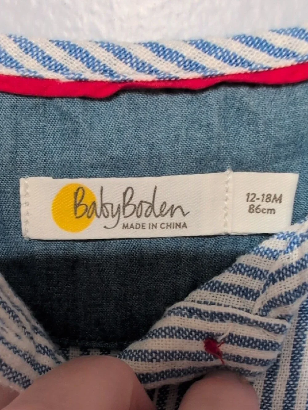 Baby Boden Blue & White Striped Sleeveless One-Piece